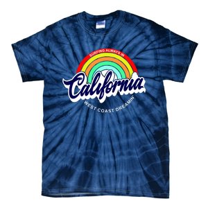 California West Coast Dreamin Retro Rainbow Tie-Dye T-Shirt