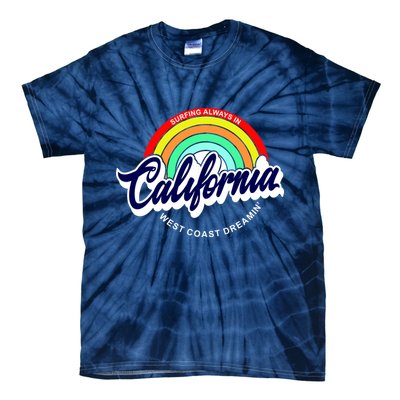 California West Coast Dreamin Retro Rainbow Tie-Dye T-Shirt