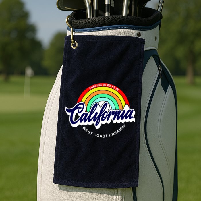 California West Coast Dreamin Retro Rainbow Golf Towel