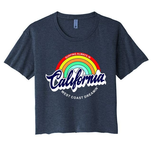 California West Coast Dreamin Retro Rainbow Crop Top