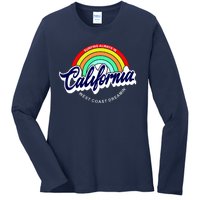 California West Coast Dreamin Retro Rainbow Ladies Long Sleeve Shirt