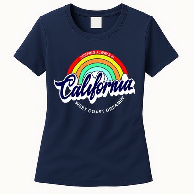 California West Coast Dreamin Retro Rainbow Womens T-Shirt