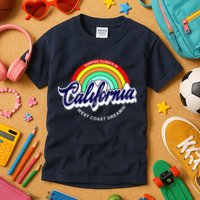 California West Coast Dreamin Retro Rainbow Kids T-Shirt
