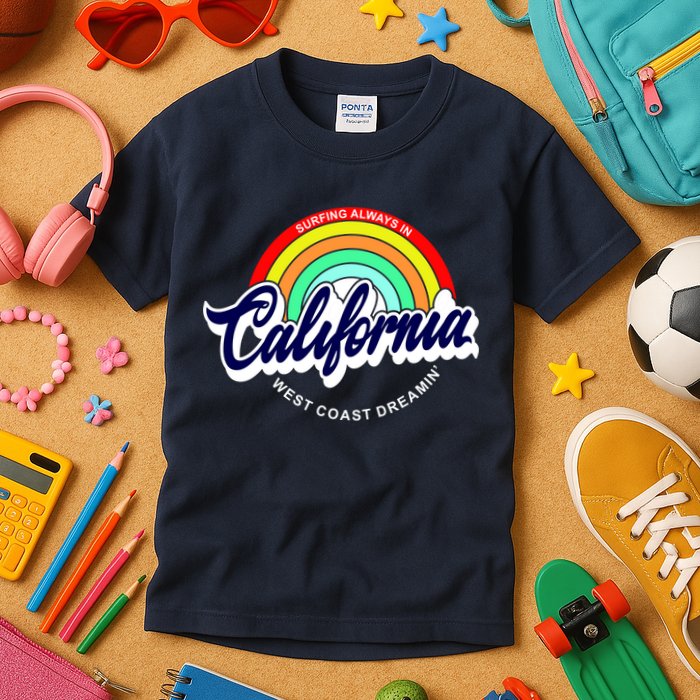 California West Coast Dreamin Retro Rainbow Kids T-Shirt