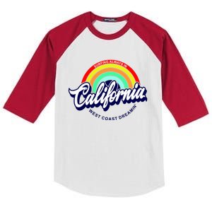 California West Coast Dreamin Retro Rainbow Kids Colorblock Raglan Jersey