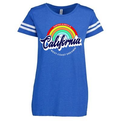 California West Coast Dreamin Retro Rainbow Enza Ladies Jersey Football T-Shirt