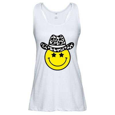 Cute Western Country Cowgirl Hat Star Yellow Smile Face Girl Ladies Essential Flowy Tank