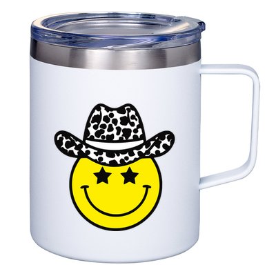 Cute Western Country Cowgirl Hat Star Yellow Smile Face Girl 12oz Stainless Steel Coffee Mug