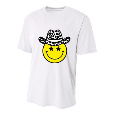 Cute Western Country Cowgirl Hat Star Yellow Smile Face Girl Youth Performance Sprint T-Shirt