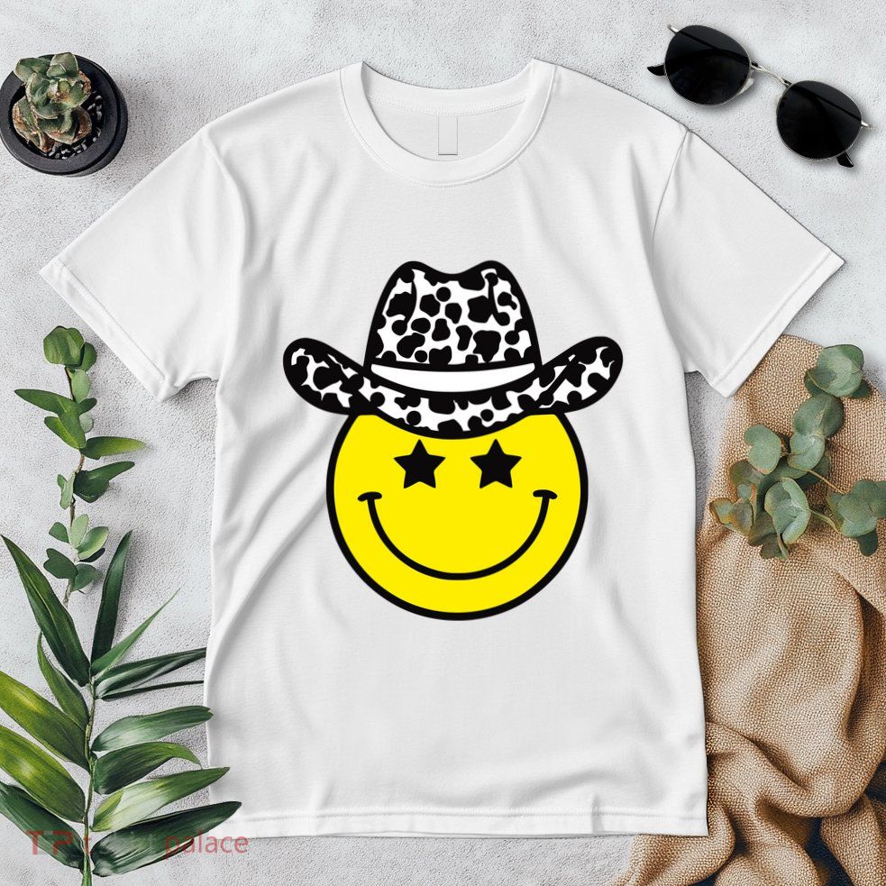 Cute Western Country Cowgirl Hat Star Yellow Smile Face Girl Premium T-Shirt