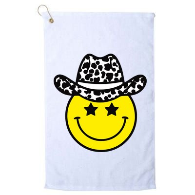 Cute Western Country Cowgirl Hat Star Yellow Smile Face Girl Golf Towel