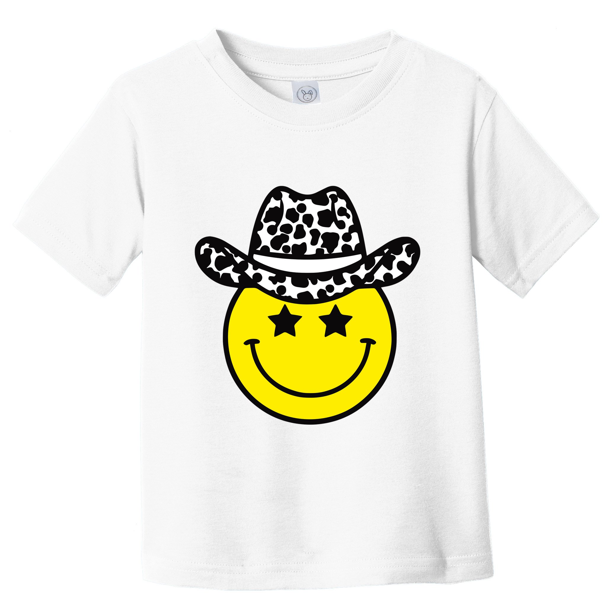 Cute Western Country Cowgirl Hat Star Yellow Smile Face Girl Toddler T-Shirt
