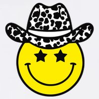 Cute Western Country Cowgirl Hat Star Yellow Smile Face Girl Toddler T-Shirt