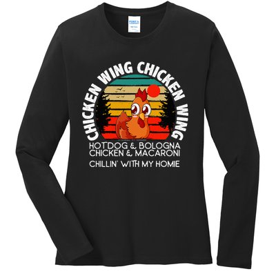 Chicken Wing Chicken Wing Hot Dog Bologna Macaroni Ladies Long Sleeve Shirt