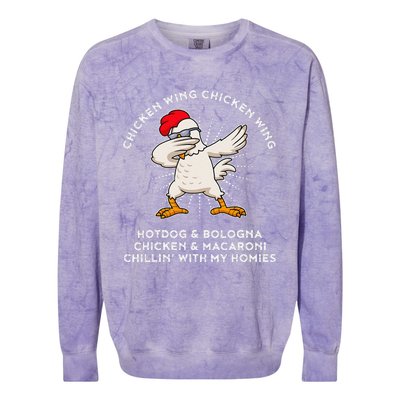 Chicken Wing Chicken Wing Song Lyric Hot Dog Bologna Colorblast Crewneck Sweatshirt