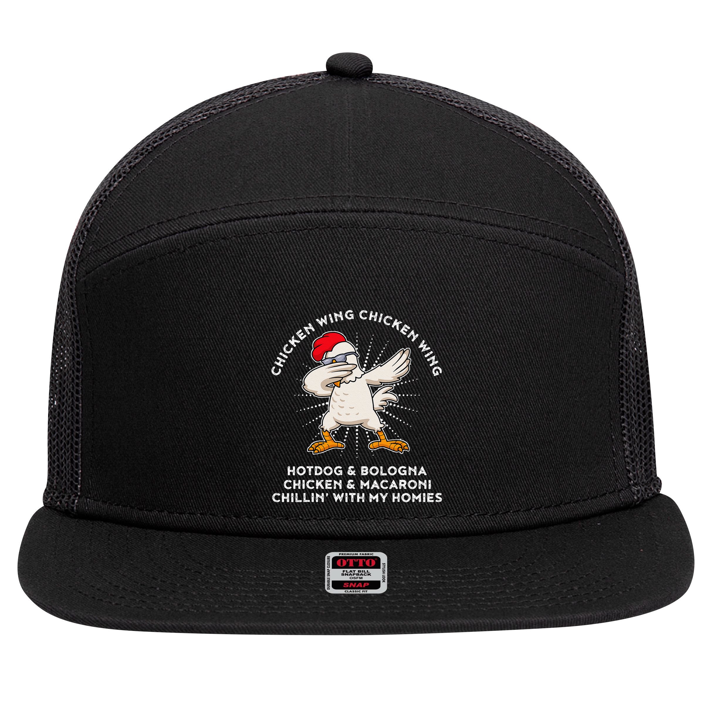 Chicken Wing Chicken Wing Song Lyric Hot Dog Bologna 7 Panel Mesh Trucker Snapback Hat