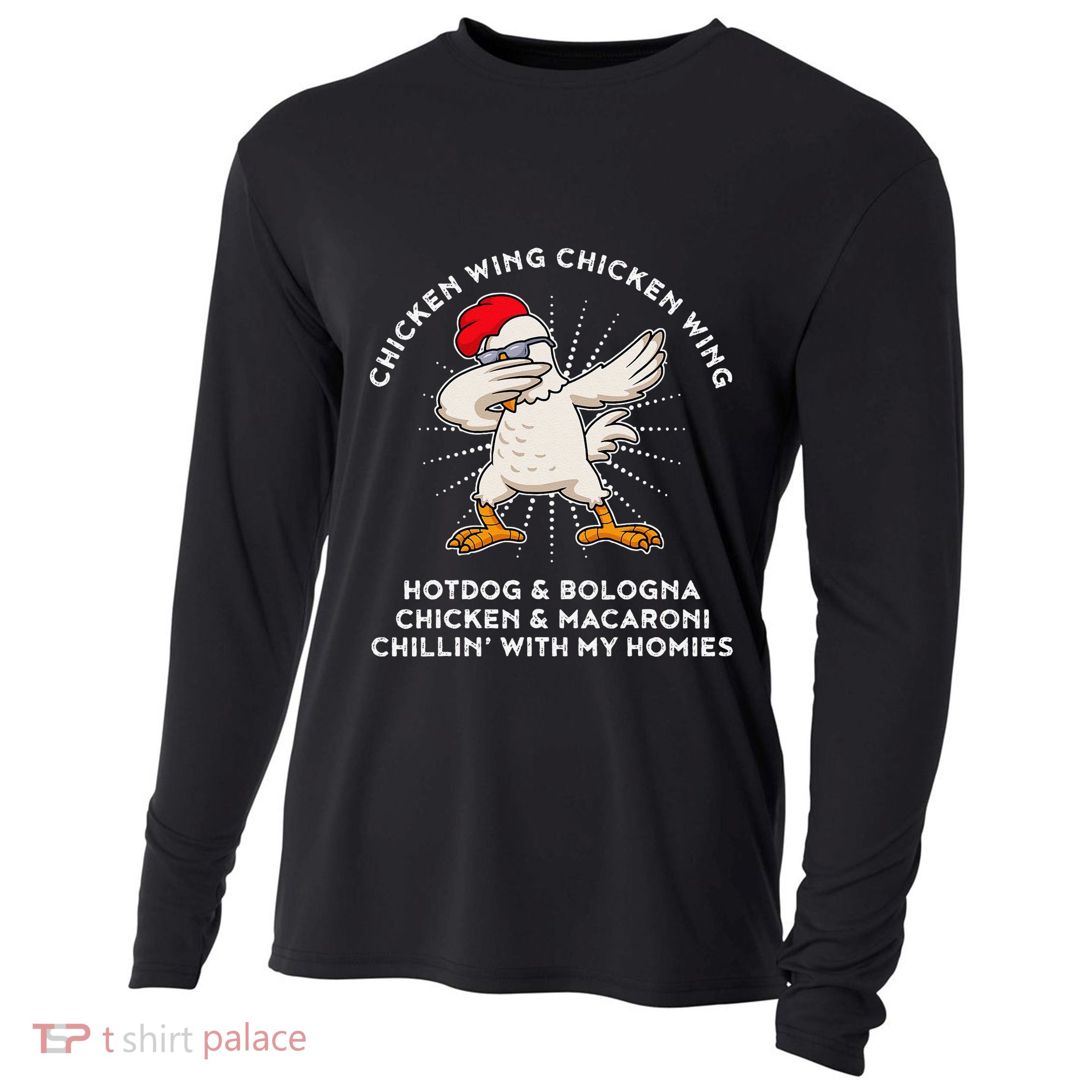 Chicken Wing Chicken Wing Song Lyric Hot Dog Bologna Cooling Performance Long Sleeve Crew