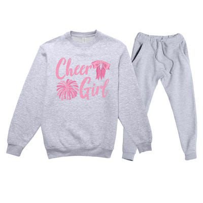 Cheering Women Cheer Girls Cheerleading Cheerleader Gift Premium Crewneck Sweatsuit Set