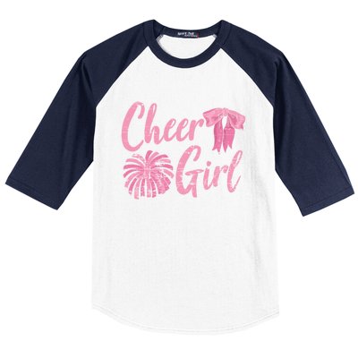 Cheering Women Cheer Girls Cheerleading Cheerleader Gift Baseball Sleeve Shirt