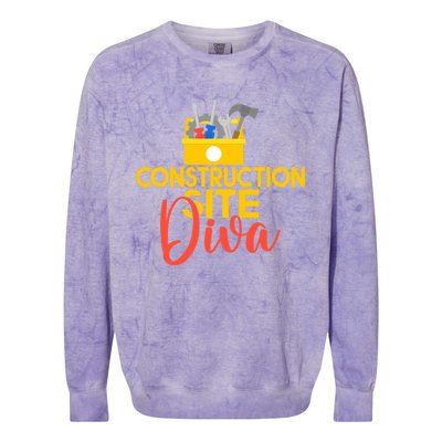 Construction Worker Construction Site Diva Gift Colorblast Crewneck Sweatshirt