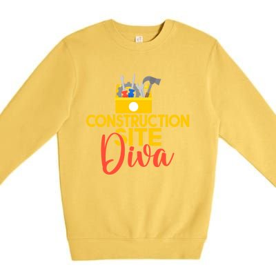 Construction Worker Construction Site Diva Gift Premium Crewneck Sweatshirt