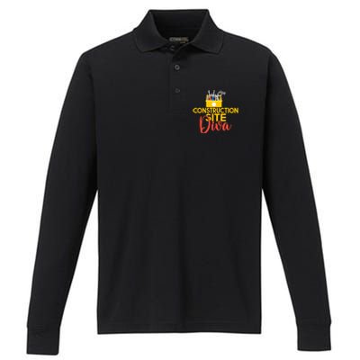 Construction Worker Construction Site Diva Gift Performance Long Sleeve Polo