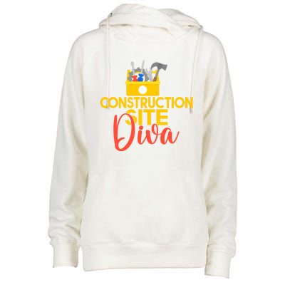 Construction Worker Construction Site Diva Gift Womens Funnel Neck Pullover Hood