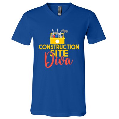 Construction Worker Construction Site Diva Gift V-Neck T-Shirt