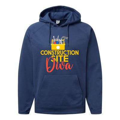 Construction Worker Construction Site Diva Gift Performance Fleece Hoodie