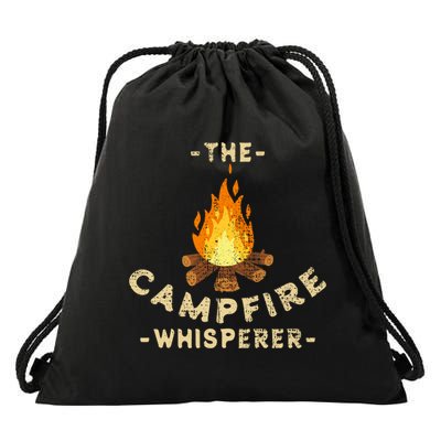 Campfire Whisperer Camping Pun Camper Campfire Funny Gift Drawstring Bag