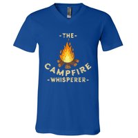 Campfire Whisperer Camping Pun Camper Campfire Funny Gift V-Neck T-Shirt