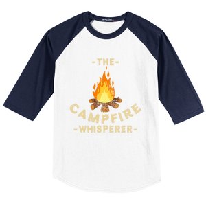 Campfire Whisperer Camping Pun Camper Campfire Funny Gift Baseball Sleeve Shirt