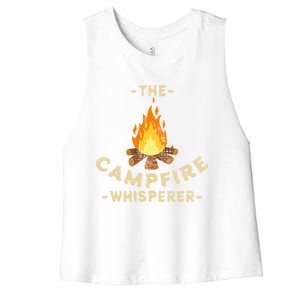 Campfire Whisperer Camping Pun Camper Campfire Funny Gift Women's Racerback Cropped Tank