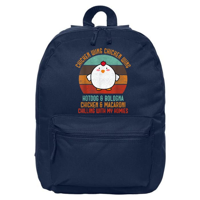 Chicken Wing Chicken Wing Shirt Song Lyric Hot Dog Bologna 16 in Basic Backpack