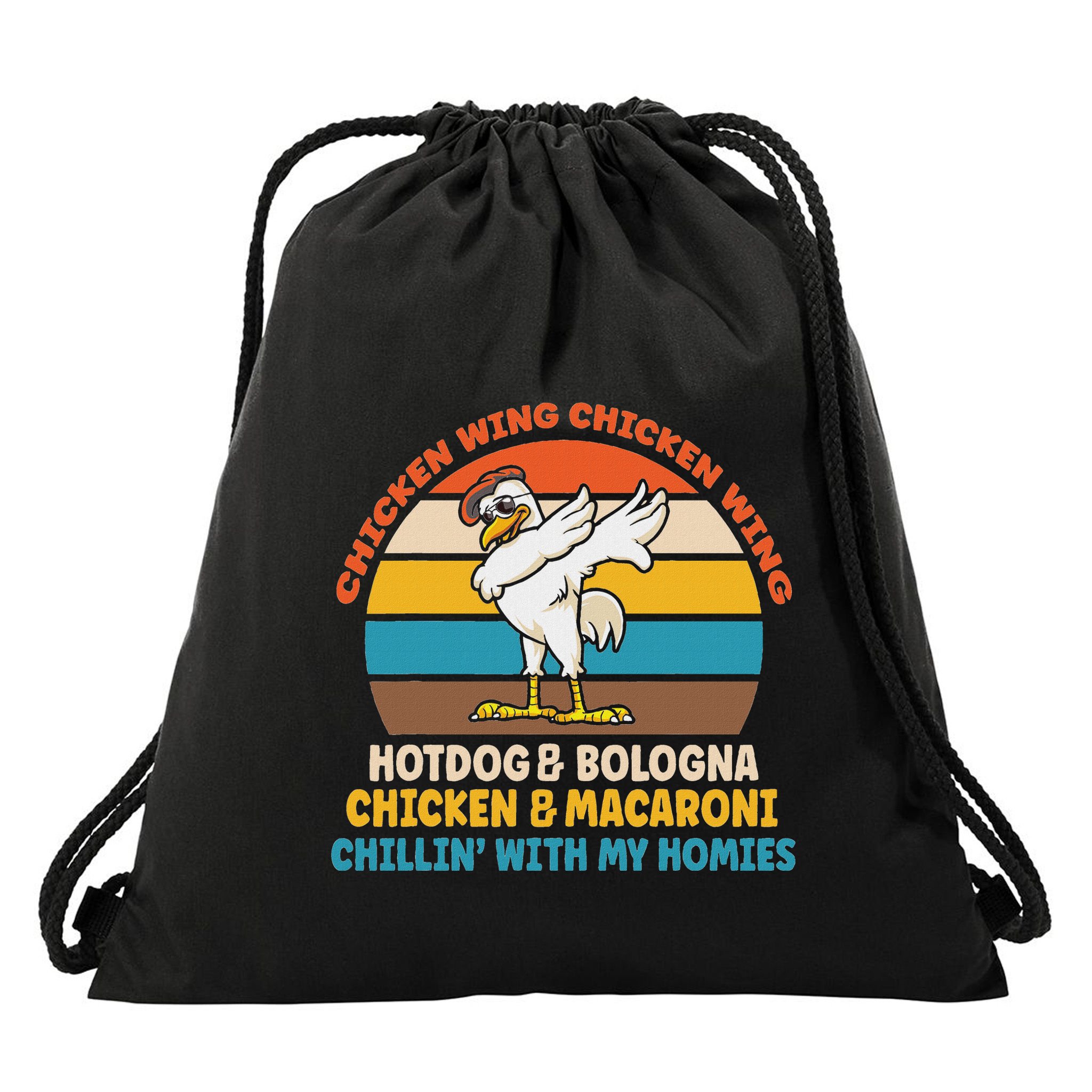 Chicken Wing Chicken Wing Hot Dog Bologna Macaroni Drawstring Bag