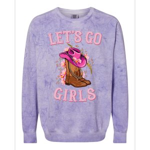 Cute Western Cow Country Western Rodeo LetS Go Girl Colorblast Crewneck Sweatshirt