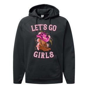 Cute Western Cow Country Western Rodeo LetS Go Girl Performance Fleece Hoodie