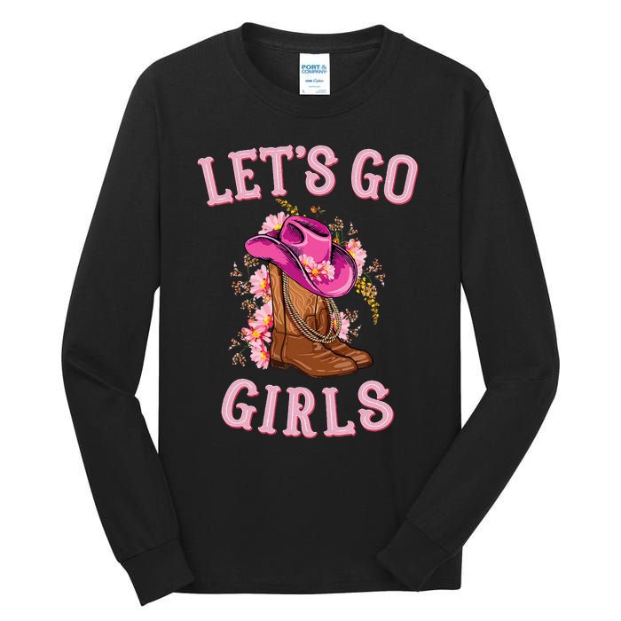 Cute Western Cow Country Western Rodeo LetS Go Girl Tall Long Sleeve T-Shirt