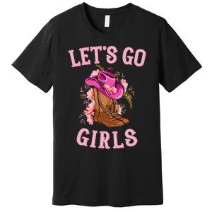 Cute Western Cow Country Western Rodeo LetS Go Girl Premium T-Shirt