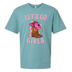 Cute Western Cow Country Western Rodeo LetS Go Girl Sueded Cloud Jersey T-Shirt