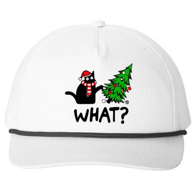 Cat What Christmas Murderous Black Cat Pushing Tree Xmas Gift Snapback Five-Panel Rope Hat