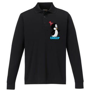 CHILLYS WILLY CARTOON funny animal Performance Long Sleeve Polo