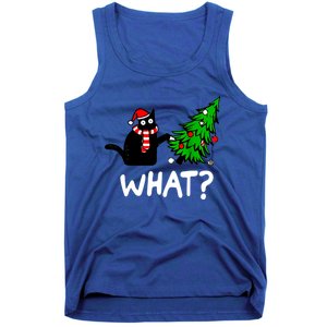 Cat What Christmas Murderous Black Cat Pushing Christmas Gift Tank Top