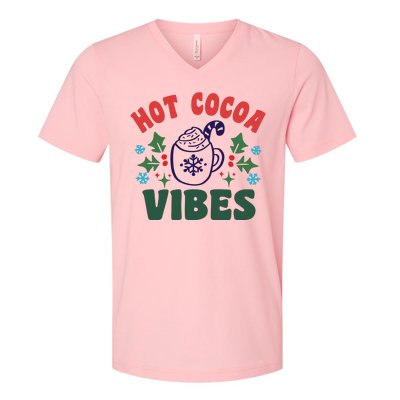 Cool Winter Christmas Hot Cocoa Vibes V-Neck T-Shirt