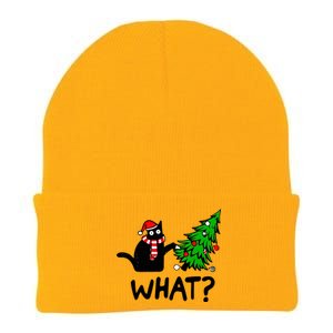 Cat What Christmas Murderous Black Cat Pushing Tree Xmas Gift Knit Cap Winter Beanie