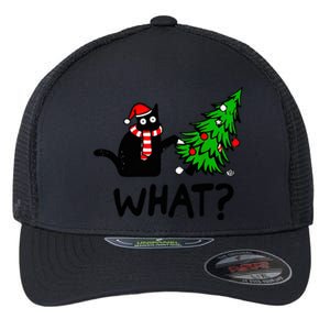 Cat What Christmas Murderous Black Cat Pushing Tree Xmas Gift Flexfit Unipanel Trucker Cap