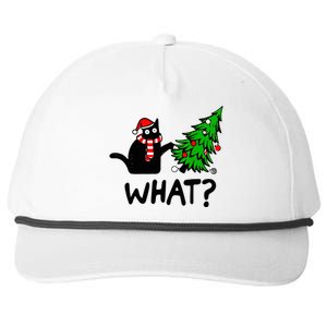 Cat What Christmas Murderous Black Cat Pushing Tree Xmas Gift Snapback Five-Panel Rope Hat