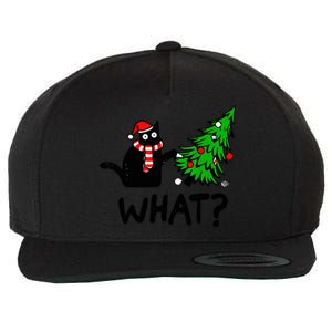 Cat What Christmas Murderous Black Cat Pushing Tree Xmas Gift Wool Snapback Cap