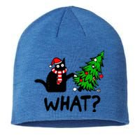 Cat What Christmas Murderous Black Cat Pushing Tree Xmas Gift Sustainable Beanie