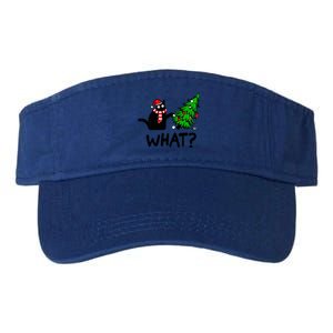 Cat What Christmas Murderous Black Cat Pushing Tree Xmas Gift Valucap Bio-Washed Visor